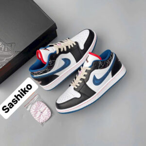 Giày Nike Air Jordan 1 Low ‘White Industrial Blue Siren Red’ Like Auth (Sashiko)